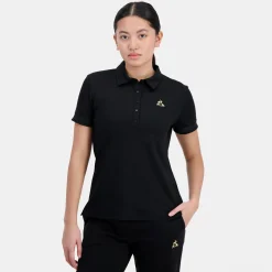 Discount Le Coq Sportif Coq d'OrPolo Femme en interlock 240g coton Black