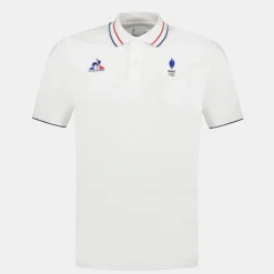Fashion Le Coq Sportif Équipe de France Olympique | Paris 2024Polo de Podium Équipe de France Homme Marshmallow