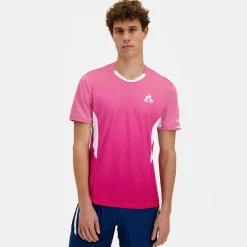 Best Le Coq Sportif Tennis PerformanceT-shirt Homme Aurorapink