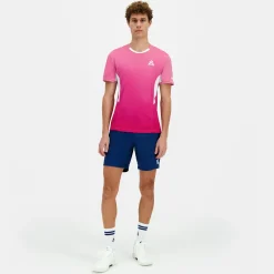 Best Le Coq Sportif Tennis PerformanceT-shirt Homme Aurorapink