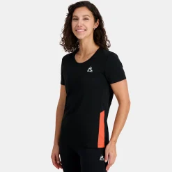 Online Le Coq Sportif T-shirt Femme Black/orangeperf